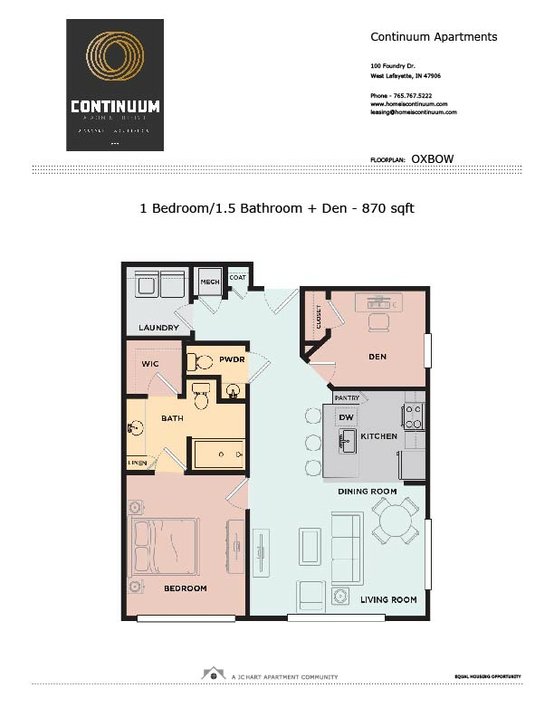 Oxbow One Bedroom Floor Plan | [[popertyname]]